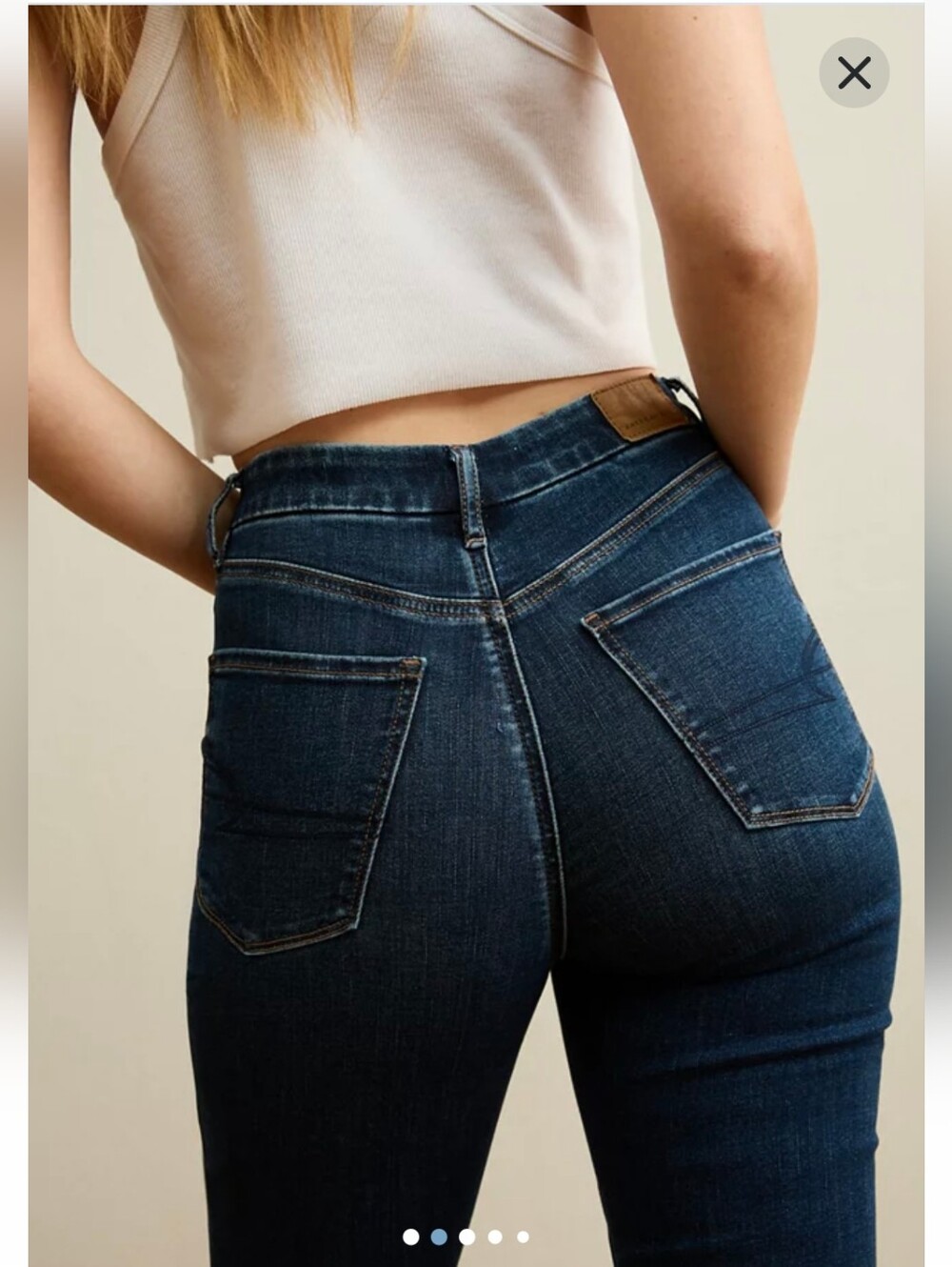 Womens American Eagle Super High-Rise Dark Wash, Stretch Flare Jeans
